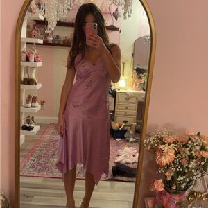 Asymmetrical Beaded Lavender Dress